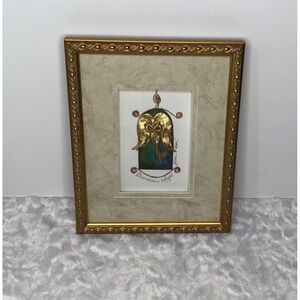 Guardian Angel Mixed Media Framed Wall Art Gold Tone Signed by Katherine Moser